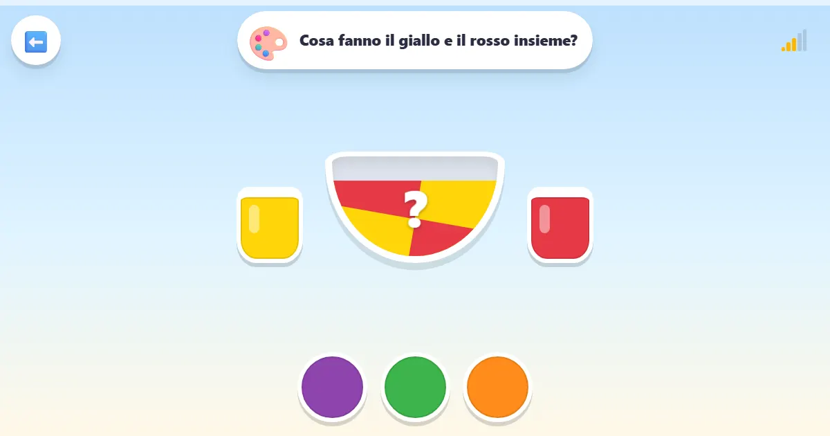 Schermata di Mescola i colori: un gioco con le tempere per scoprire colori nuovi