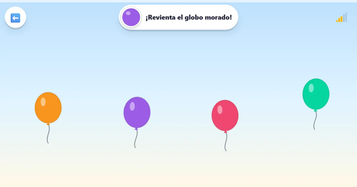 Captura de pantalla de Globos de colores, un juego de reventar globos para aprender los colores