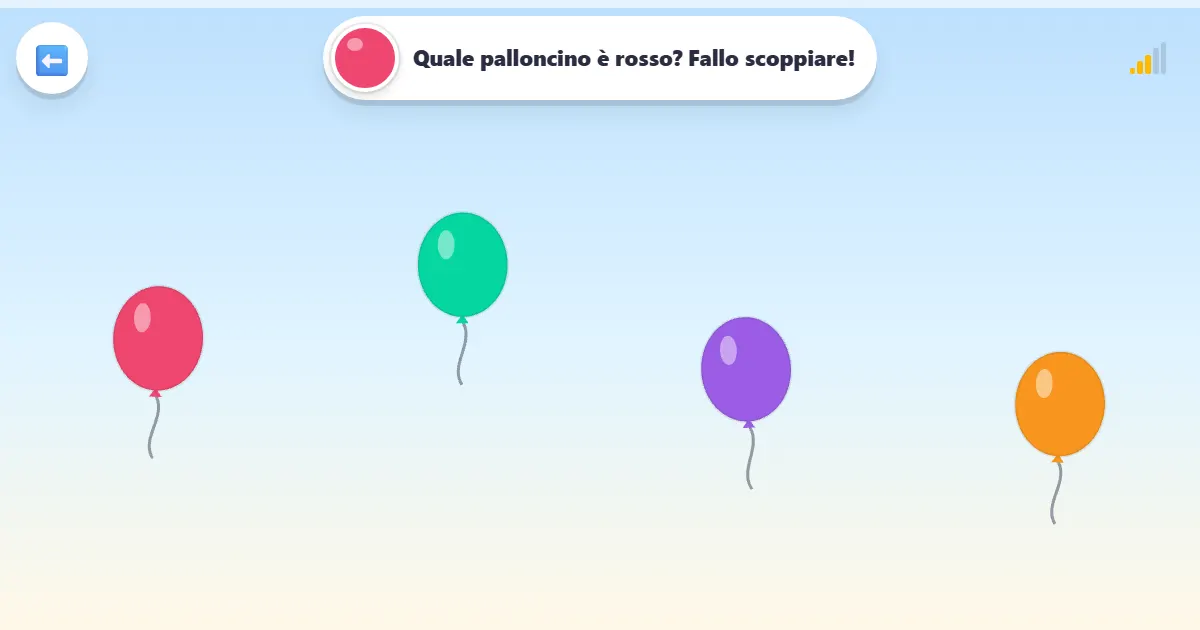 Schermata di Palloncini colorati: un gioco con i palloncini per imparare i colori