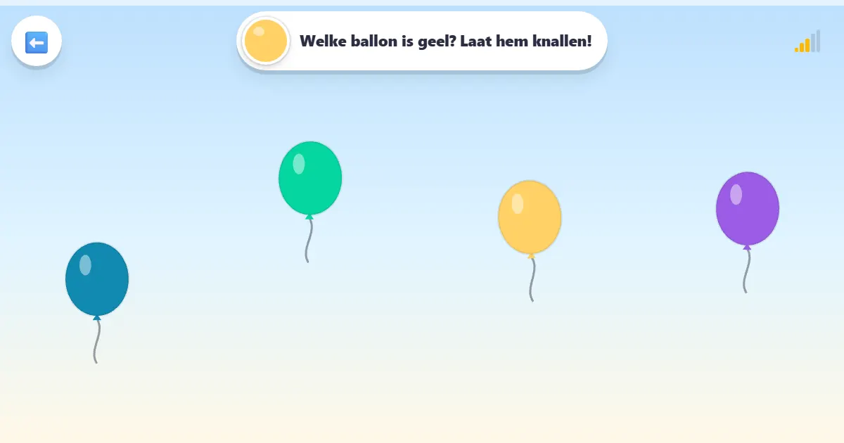 Screenshot van Kleurenballonnen: een ballonnenspel om kleuren te leren