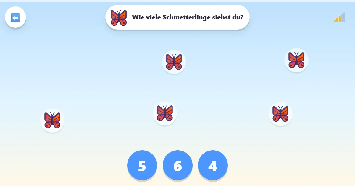 Screenshot von Zählen und tippen: ein Zählspiel mit kleinen Tieren