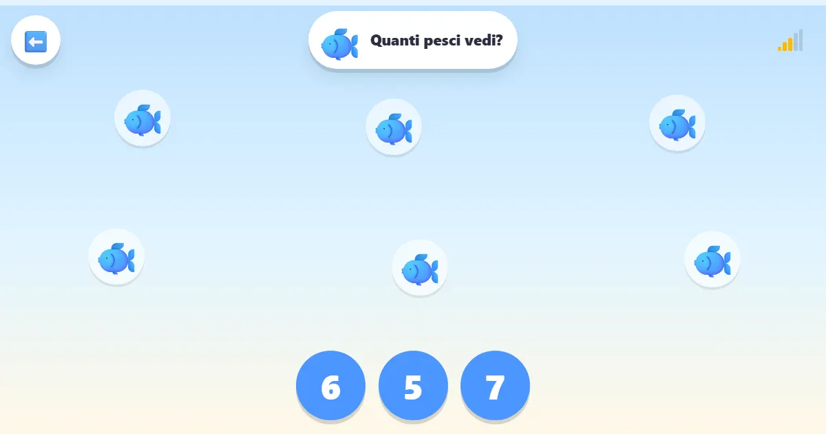 Schermata di Conta e tocca: un gioco per contare con gli animaletti