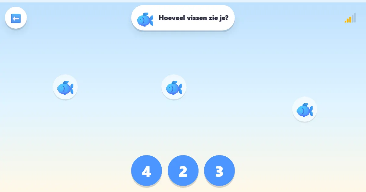 Screenshot van Tel en tik: een telspel met kleine beestjes