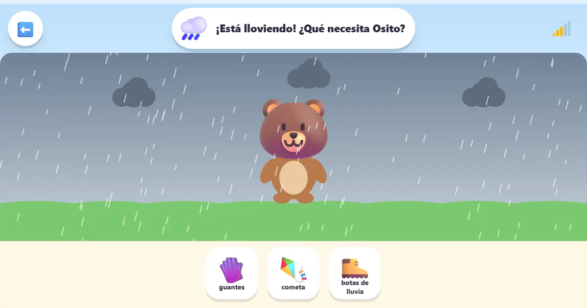 Captura de pantalla de Viste a Osito, ayuda a Osito a prepararse para cualquier clima