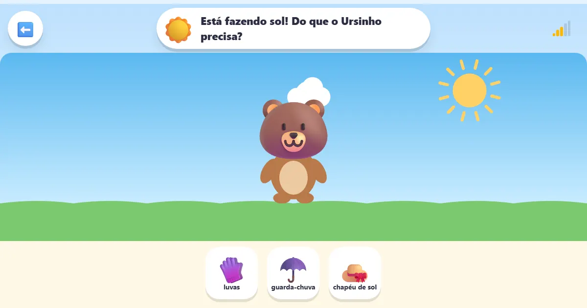 Captura de tela de Vista o Ursinho: um jogo em que o Ursinho se prepara para qualquer tempo