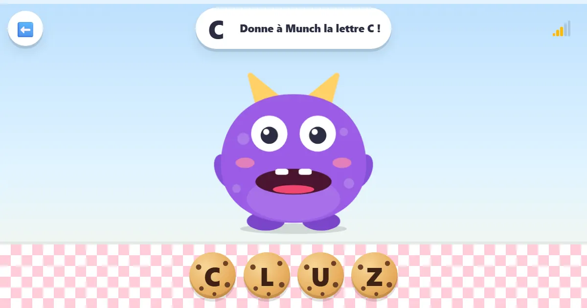 Capture d’écran du jeu Munch mange les lettres : un jeu de l’alphabet avec un monstre gourmand