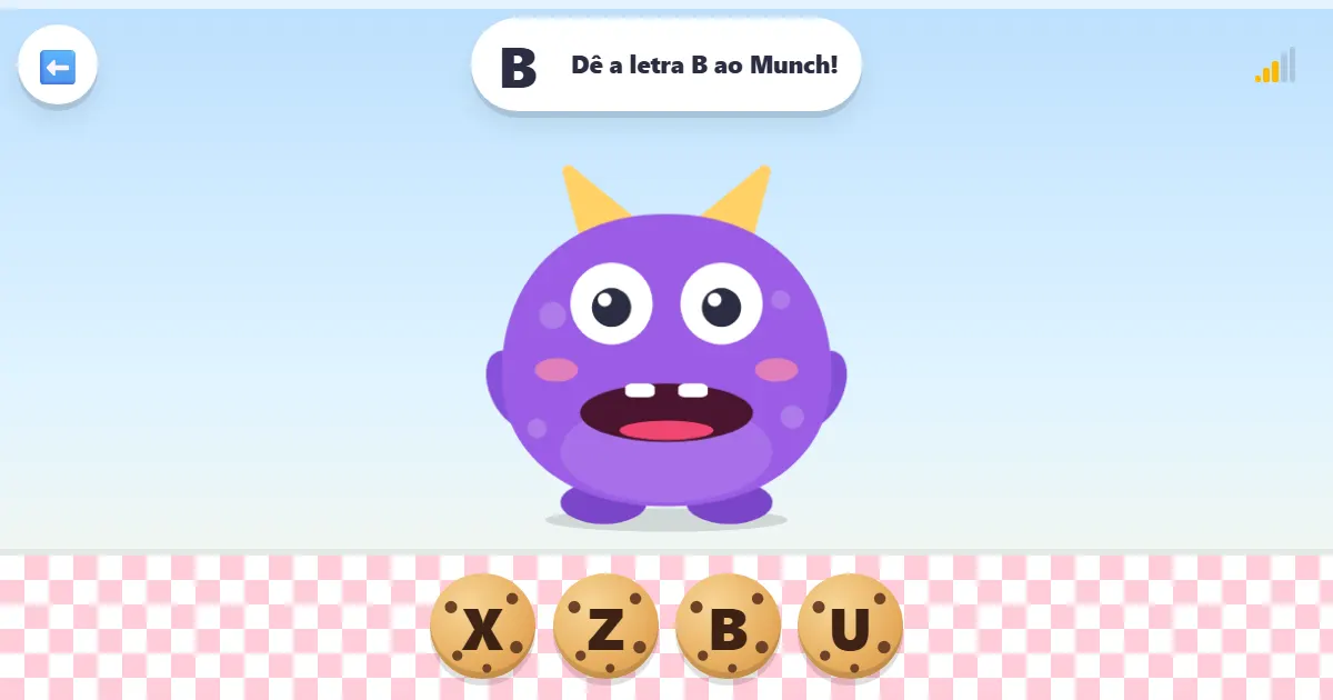 Captura de tela de Munch come letras: um jogo do alfabeto com um monstrinho comilão
