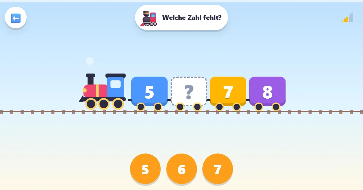 Screenshot von Zahlenzug: ein Zugspiel zum Lernen der Zahlenreihe