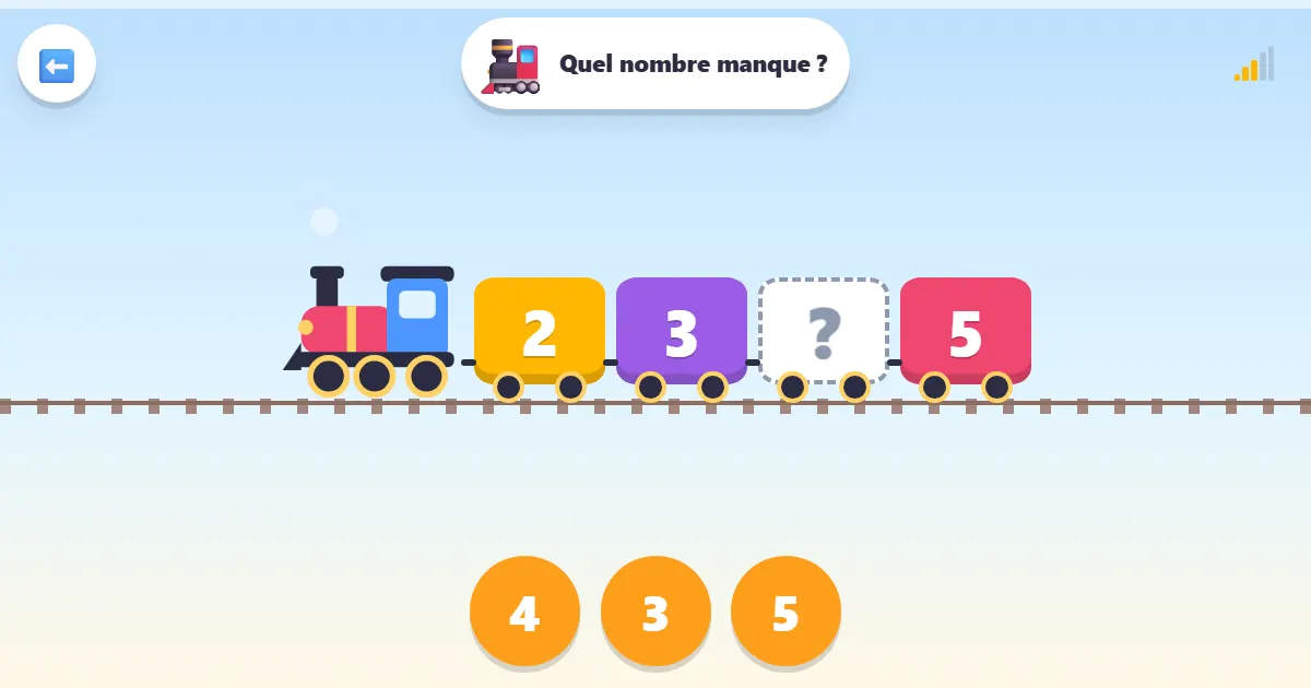 Capture d’écran du jeu Train des nombres : un jeu de train pour apprendre l’ordre des nombres