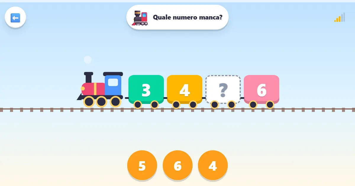 Schermata di Trenino dei numeri: un gioco con il trenino per imparare l’ordine dei numeri