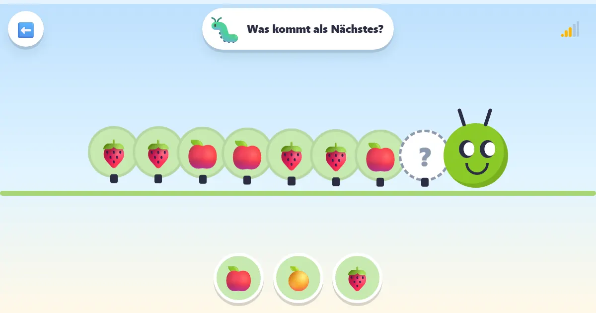 Screenshot von Musterraupe: ein Raupenspiel zum Erkennen von Mustern
