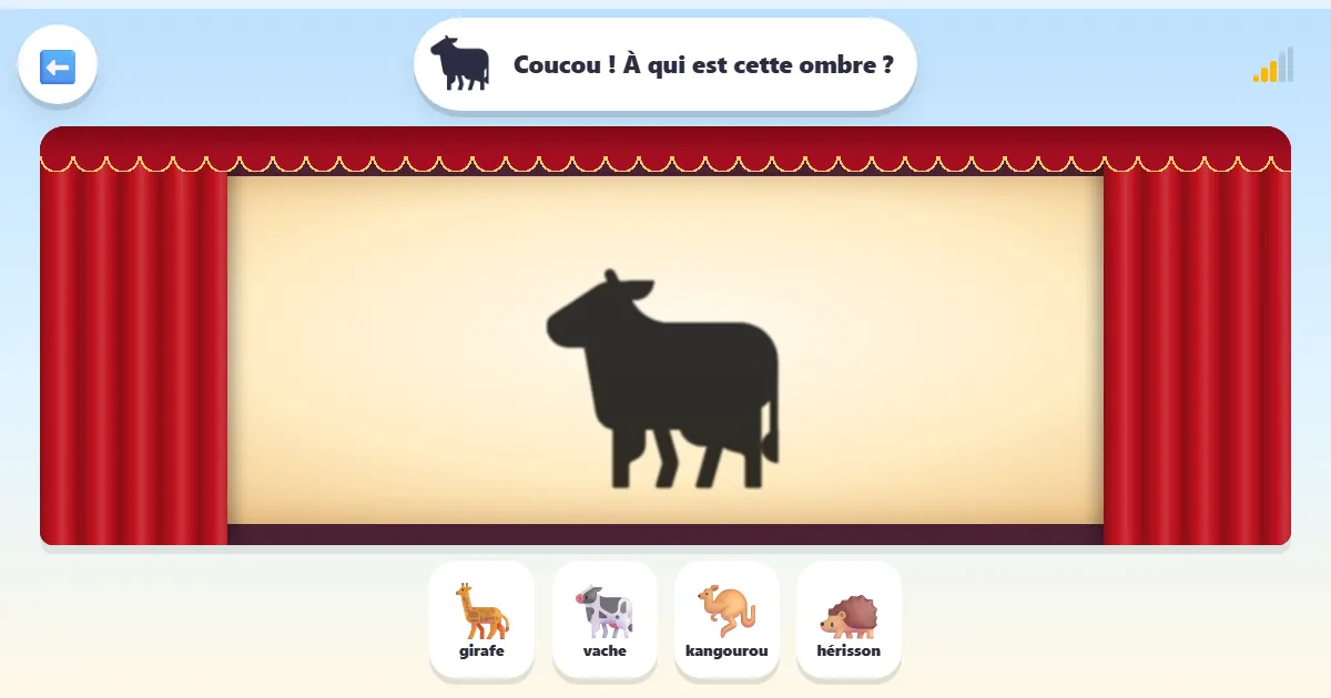 Capture d’écran du jeu Ombres d’animaux : un jeu de devinettes dans un petit théâtre d’ombres