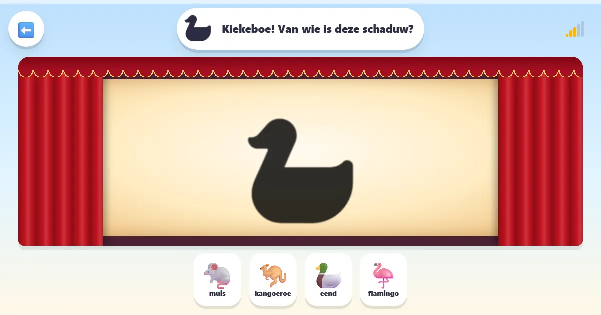 Screenshot van Dierenschaduwen: een raadspel in een klein schaduwtheater