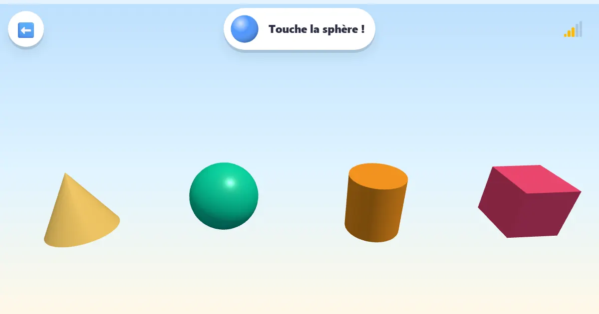 Capture d’écran du jeu Formes qui tournent : un jeu en 3D pour apprendre les volumes